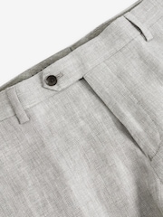 Grey Slim Fit Signature Nova Fides Italian Linen Suit Trousers - Image 3 of 4
