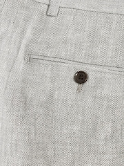 Grey Slim Fit Signature Nova Fides Italian Linen Suit Trousers - Image 4 of 4