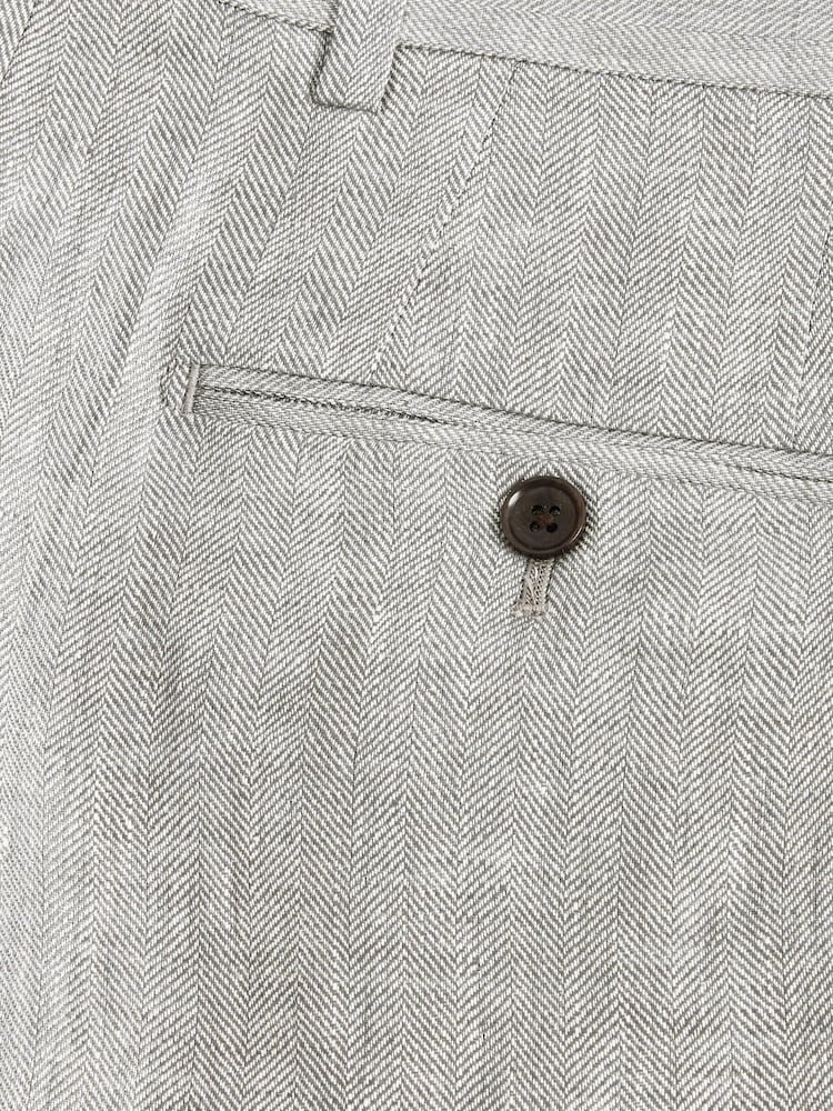 Grey Slim Fit Signature Nova Fides Italian Linen Suit Trousers - Image 4 of 4 Grey Slim Fit Signature Nova Fides Italian Linen Suit Trousers - Image 4 of 4