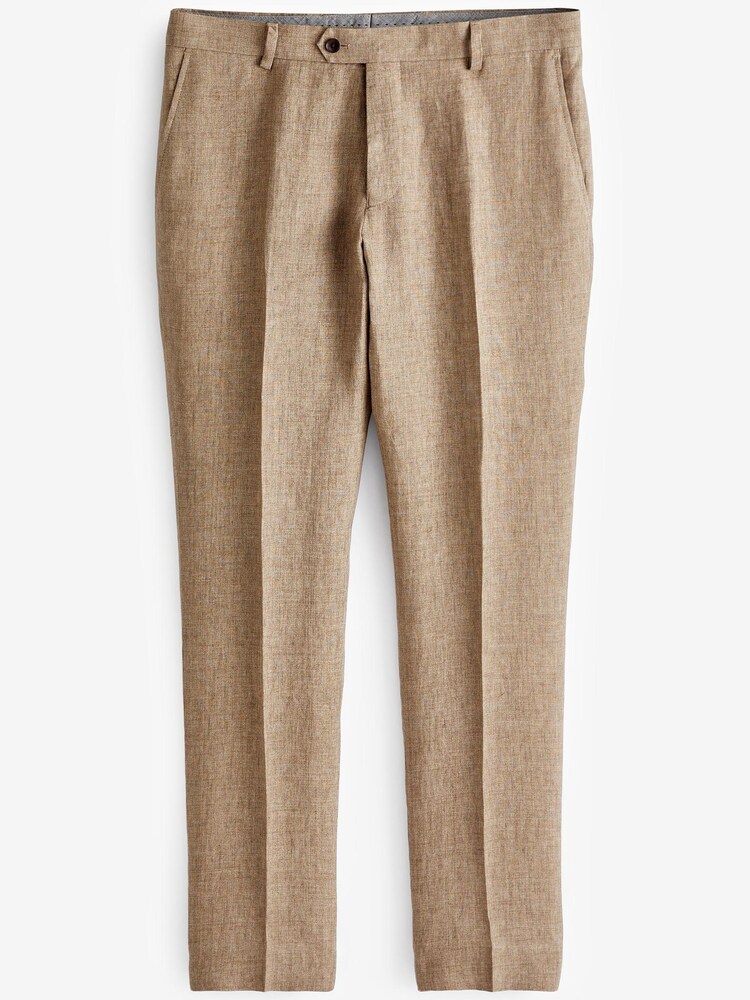 Stone Natural Signature Italian Linen Slim Fit Suit: Trousers - Image 1 of 6 Stone Natural Signature Italian Linen Slim Fit Suit: Trousers - Image 1 of 6