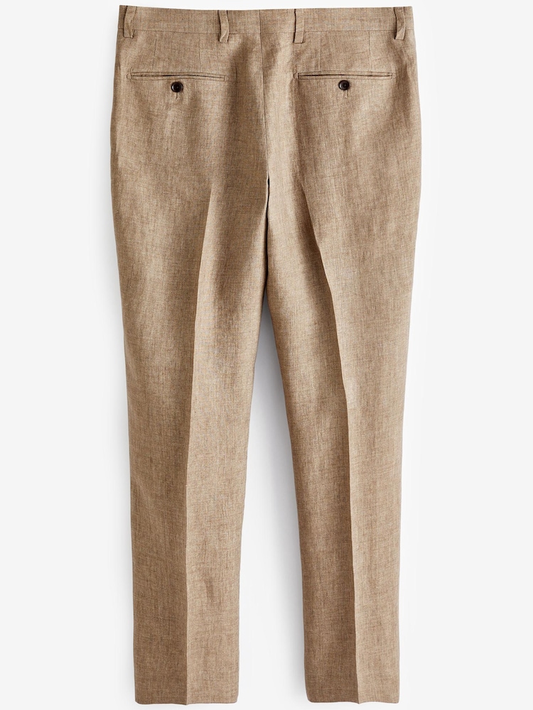 Stone Natural Signature Italian Linen Slim Fit Suit: Trousers - Image 2 of 6 Stone Natural Signature Italian Linen Slim Fit Suit: Trousers - Image 2 of 6