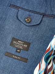 Blue Signature Leomaster Italian Linen Slim Fit Suit Jacket - Image 10 of 12
