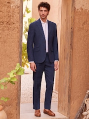Blue Signature Leomaster Italian Linen Slim Fit Suit Jacket - Image 2 of 12