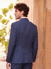 Blue Signature Leomaster Italian Linen Slim Fit Suit Jacket - Image 3 of 12