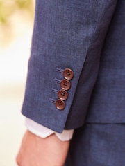 Blue Signature Leomaster Italian Linen Slim Fit Suit Jacket - Image 6 of 12