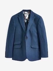 Blue Signature Leomaster Italian Linen Slim Fit Suit Jacket - Image 7 of 12