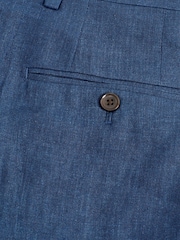 Blue Signature Italian Linen Slim Fit Suit: Trousers - Image 5 of 9