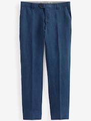 Blue Signature Italian Linen Slim Fit Suit: Trousers - Image 6 of 9