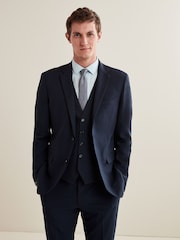 Navy Blue Slim Fit Essential Suit Jacket - Image 1 of 9