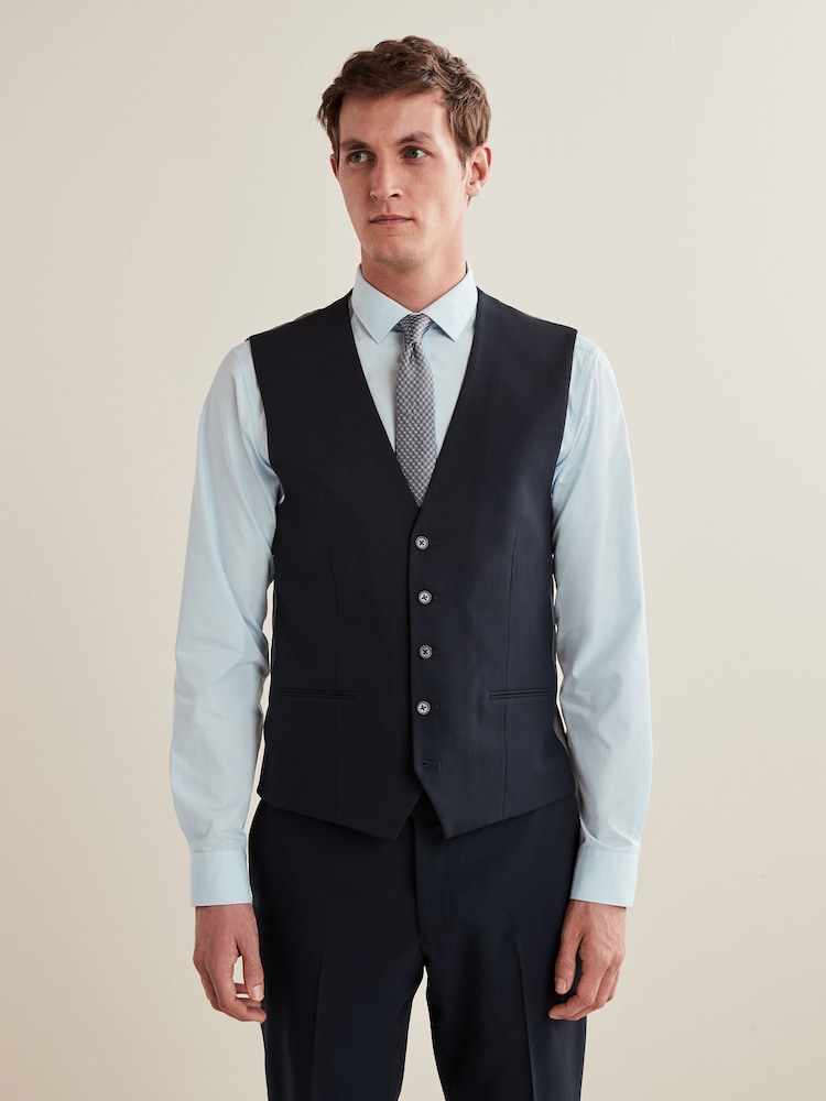 Marineblau/blau - Essential – Anzugweste in normaler Passform - Image 1 of 8