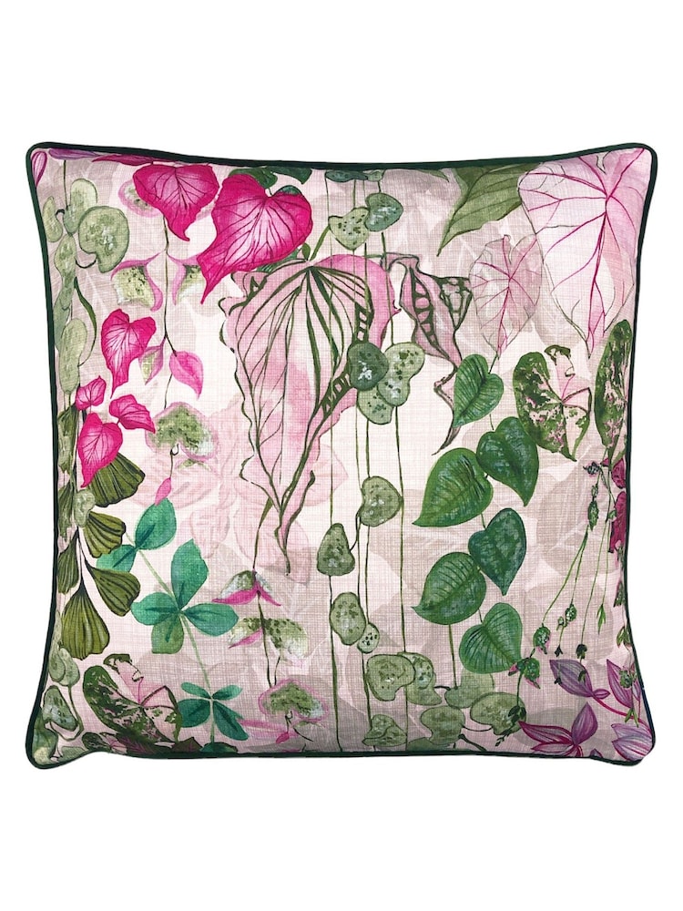Riva Paoletti Blush Pink Veaderios Botanical Printed Cushion - Image 1 of 4
