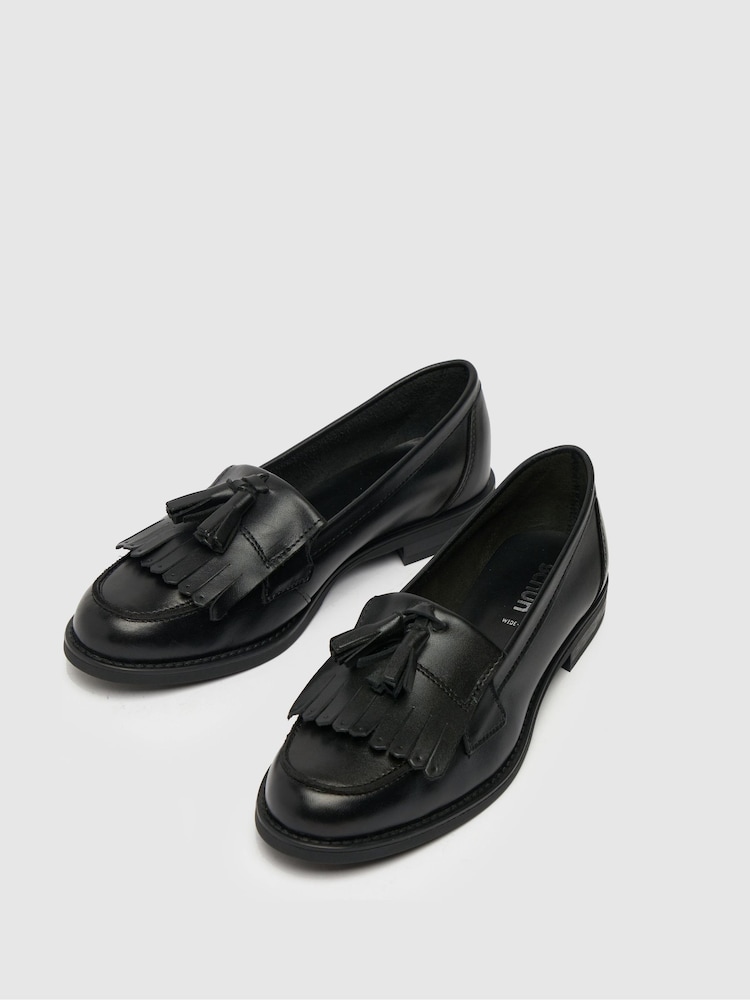 Schuh Wide Fit Compass Tassel Black Loafers - Image 4 of 4