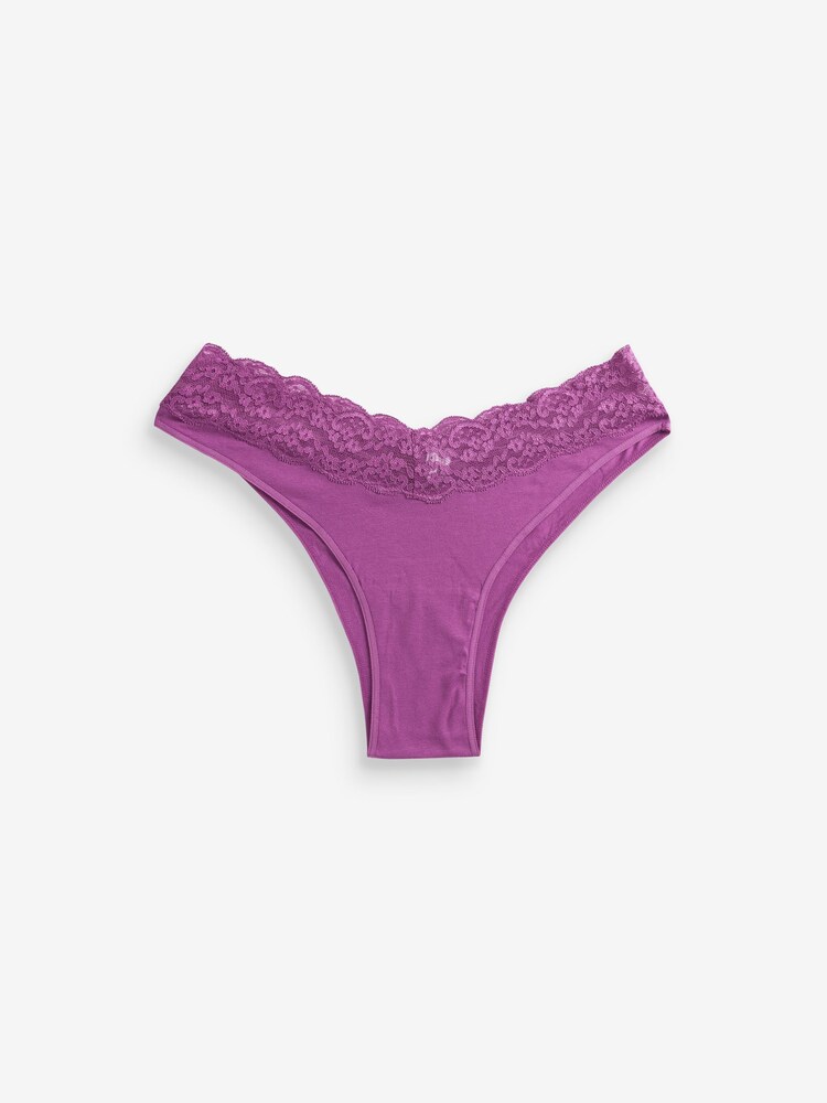 Marineblau/Aquablau/Violett/Creme - Slips aus Baumwollmischung mit Spitzenbesatz im 4er-Pack - Bild 9 von 9
