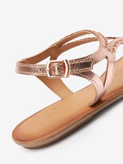 Rose Gold Regular/Wide Fit Forever Comfort® Leather Plait Toe Post Flat Sandals - Image 9 of 11