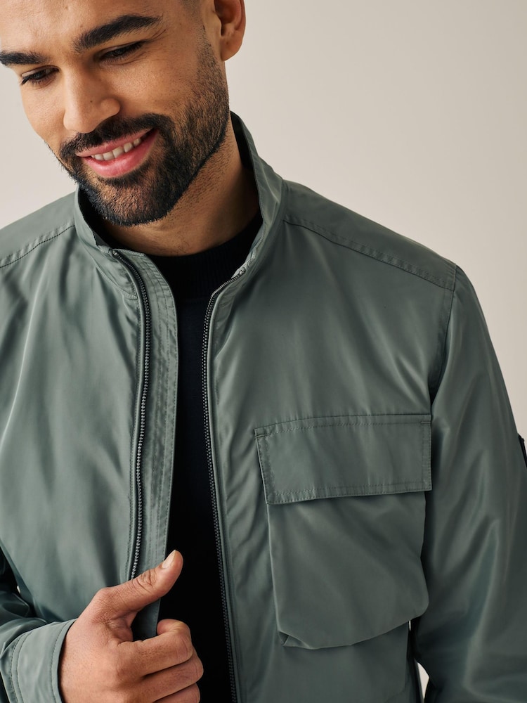 Sage Green Funnel Neck Shower Resistant Jacket - Image 1 of 1