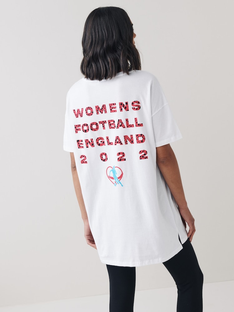 Damen England Football, Weiß - Oversize-Shirt mit kurzen Ärmeln - Bild 2 von 4