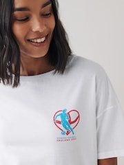 Damen England Football, Weiß - Oversize-Shirt mit kurzen Ärmeln - Bild 3 von 4