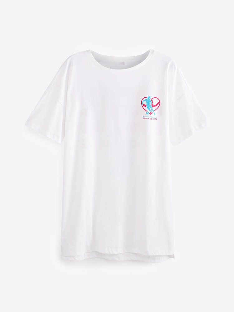 Damen England Football, Weiß - Oversize-Shirt mit kurzen Ärmeln - Bild 4 von 4 Damen England Football, Weiß - Oversize-Shirt mit kurzen Ärmeln - Bild 4 von 4