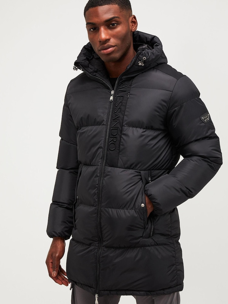 Alessandro Zavetti Torno Longline Puffer Black Jacket - Image 1 of 7