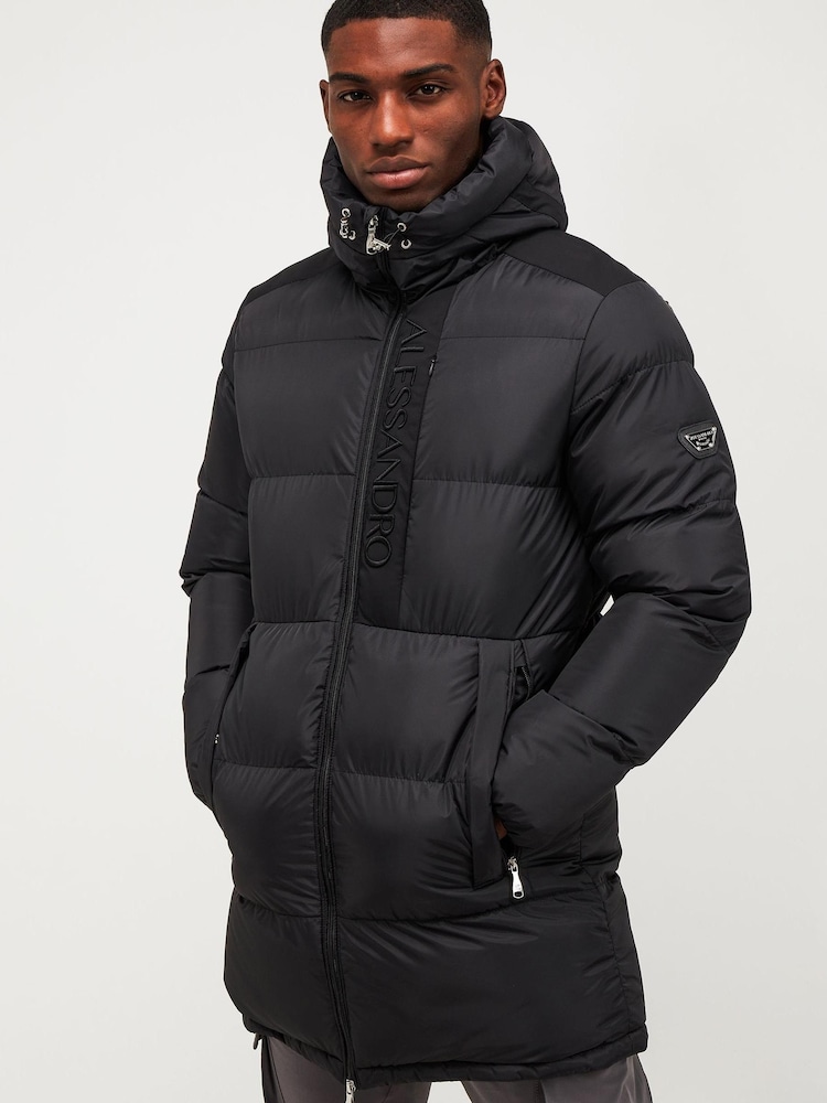 Alessandro Zavetti Torno Longline Puffer Black Jacket - Image 2 of 7