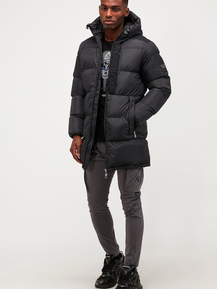 Alessandro Zavetti Torno Longline Puffer Black Jacket - Image 5 of 7