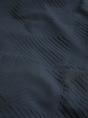 Navy Blue Embossed Geometric Duvet Cover And Pillowcase Set - Image 2 of 3