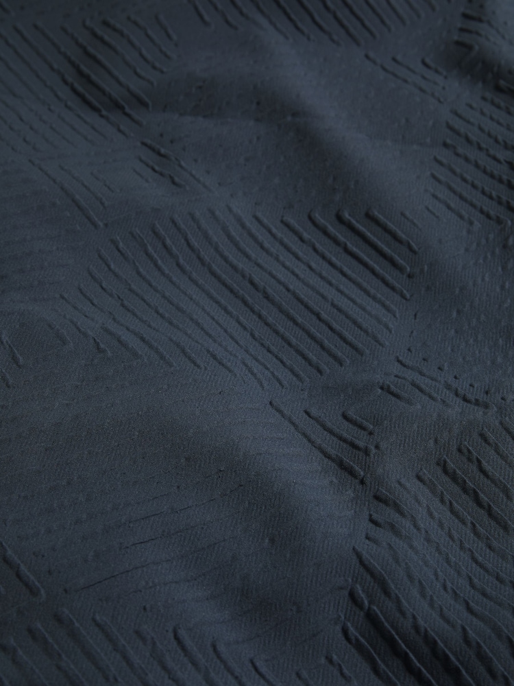 Navy Blue Embossed Geometric Duvet Cover And Pillowcase Set - Image 2 of 3