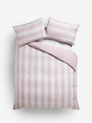 Pink/White Stripe Duvet Cover and Pillowcase Set - Image 5 of 5