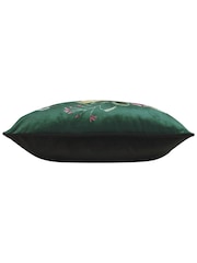 Evans Lichfield Green Multicolour Midnight Garden Birds Piped Velvet Cushion - Image 4 of 6