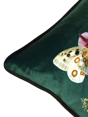 Evans Lichfield Green Multicolour Midnight Garden Birds Piped Velvet Cushion - Image 5 of 6
