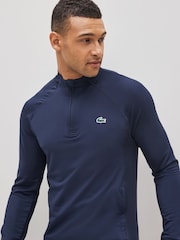 Lacoste Golf 1/4 Zip Sweatshirt with Inset Crew Neck - Image 3 of 7