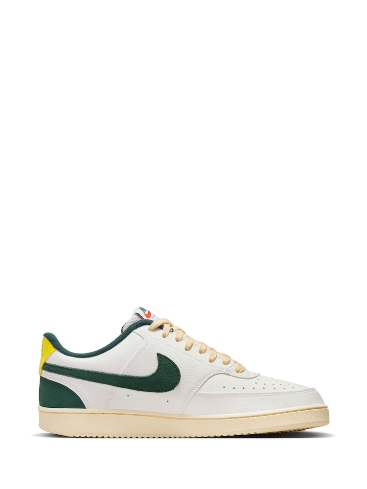 Nike White/Green Court Vision Low Trainers - Image 3 of 10