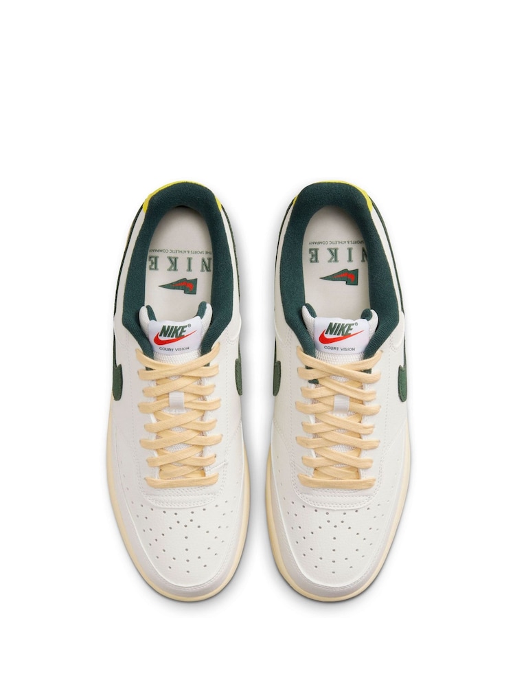 Nike White/Green Court Vision Low Trainers - Image 7 of 10