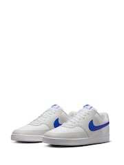 Nike Grey/Blue Court Vision Low Trainers - Image 5 of 10