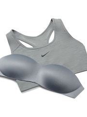 Nike Grey Medium Swoosh Support Sports Bra - Image 8 of 8