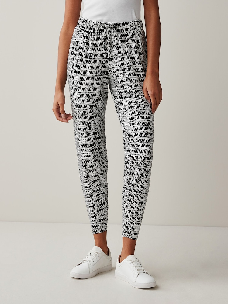 Black/White Geo Print Jersey Joggers - Image 1 of 4