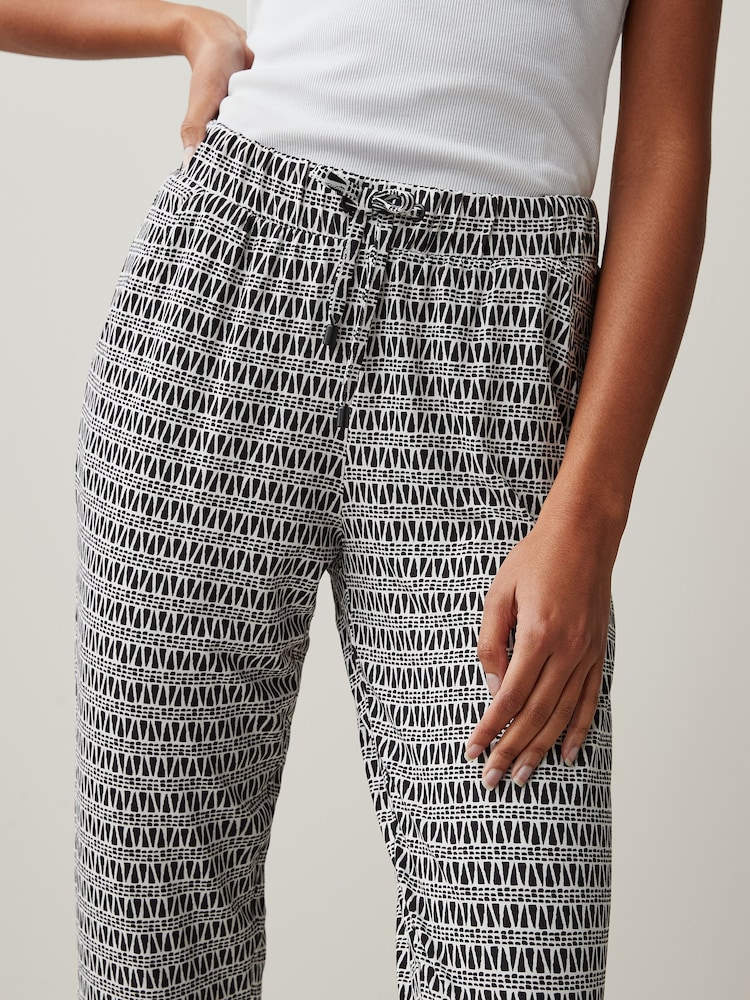 Black/White Geo Print Jersey Joggers - Image 3 of 4