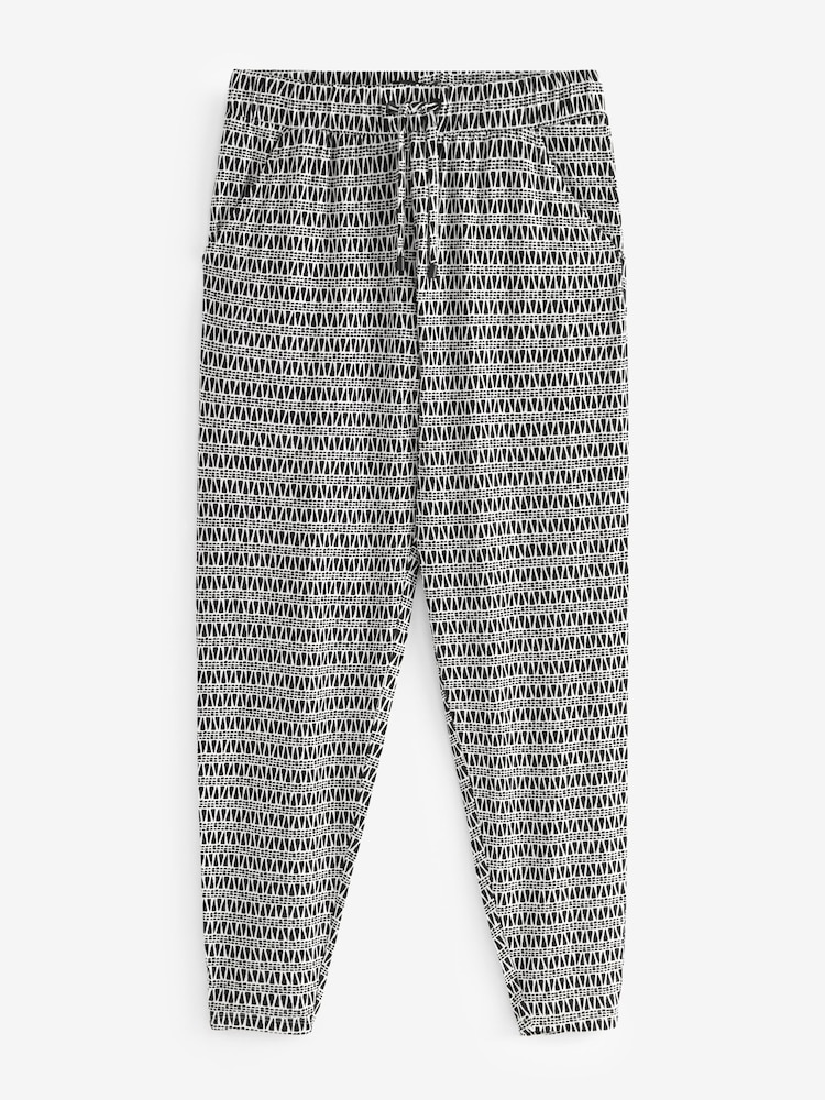 Black/White Geo Print Jersey Joggers - Image 4 of 4