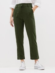 Vert kaki - Pantalon fuselé en lin mélangé - Image 1 of 5