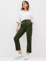 Vert kaki - Pantalon fuselé en lin mélangé - Image 2 of 5