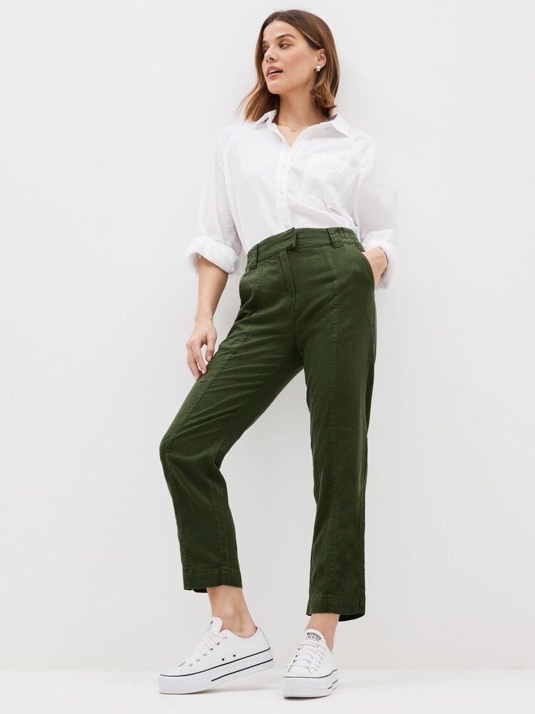 Vert kaki - Pantalon fuselé en lin mélangé - Image 2 of 5