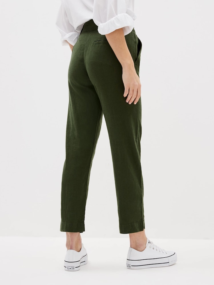 Vert kaki - Pantalon fuselé en lin mélangé - Image 3 of 5