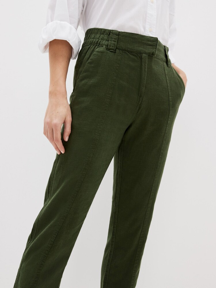 Vert kaki - Pantalon fuselé en lin mélangé - Image 4 of 5