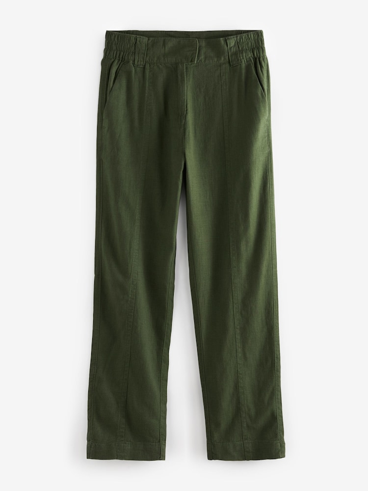 Vert kaki - Pantalon fuselé en lin mélangé - Image 5 of 5