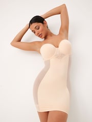 Pastel Rose Nude DD+ Firm Tummy Control Lightly Padded Lace Slip - Image 1 of 8