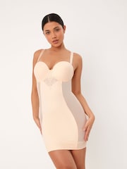 Pastel Rose Nude DD+ Firm Tummy Control Lightly Padded Lace Slip - Image 2 of 8