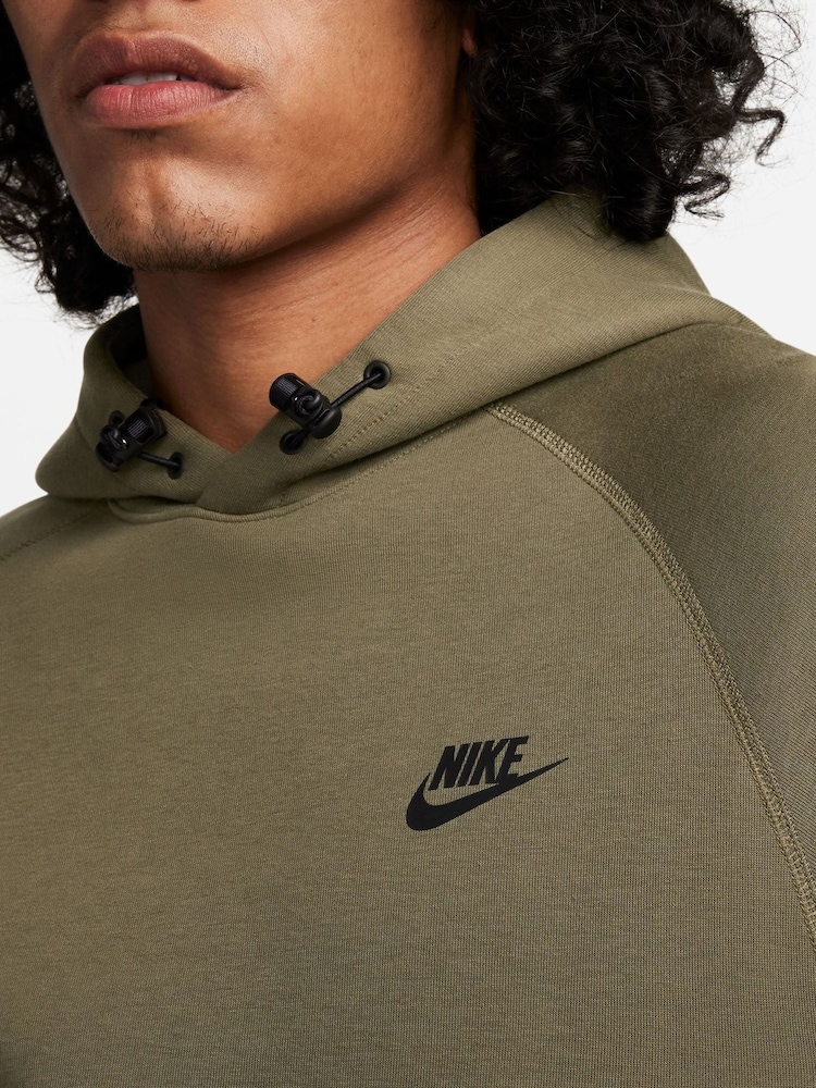 Nike Olive Green Tech Fleece Pullover Hoodie - Image 11 of 17