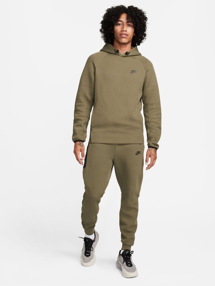 Nike Olive Green Tech Fleece Pullover Hoodie - Image 3 of 17