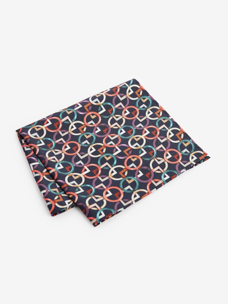 Blue Geometric Signature Made In Italy Texta Printed Pocket Square - Image 1 of 2