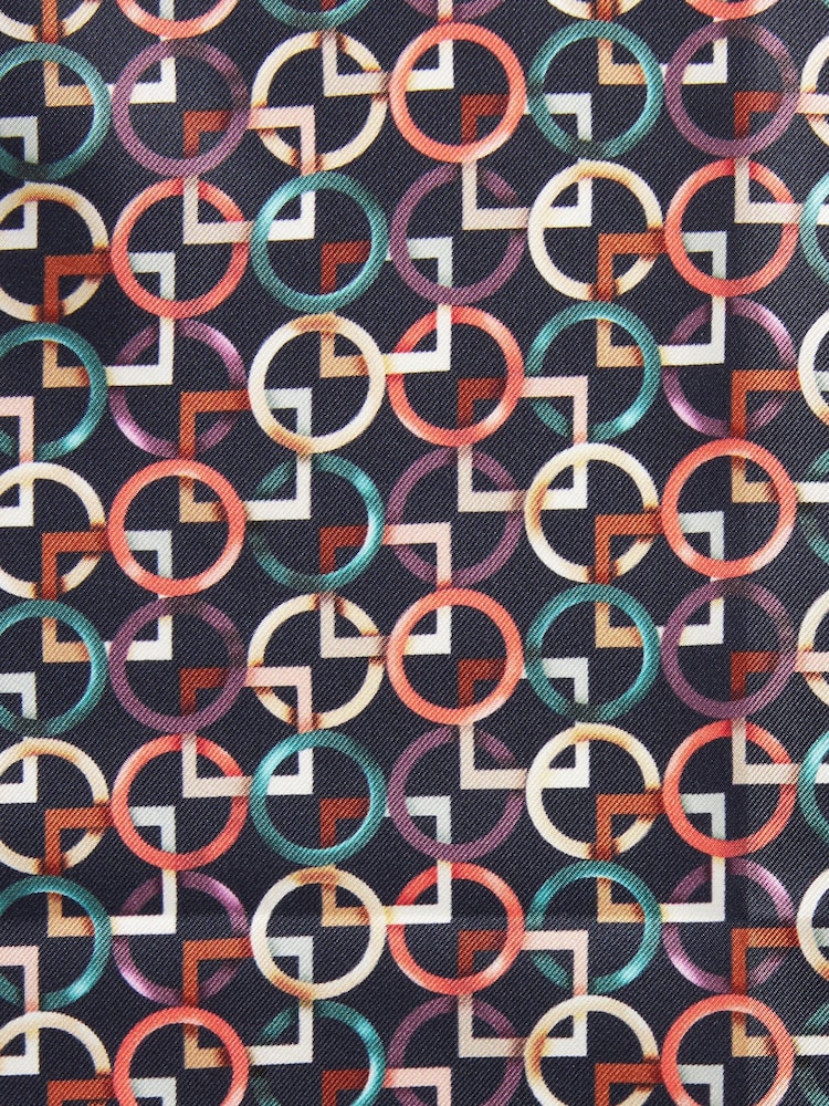 Blue Geometric Signature Made In Italy Texta Printed Pocket Square - Image 2 of 2